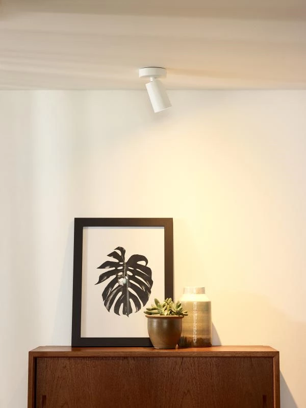 Lucide XYRUS - Plafondspot - Ø 9 cm - LED Dim to warm - GU10 - 1x5W 2200K/3000K - Wit - sfeer 1